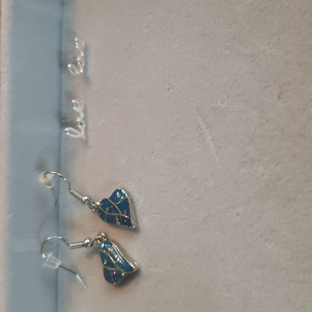 41. Drop Heart Earrings and Love Studs